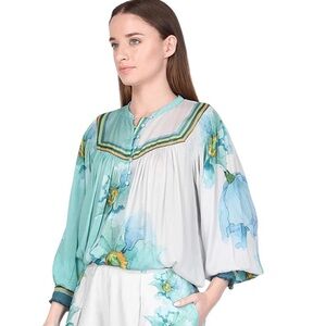 NWT Blank London Findel Semi Sheer Chiffon Long Sleeve Blouse Reg. $177